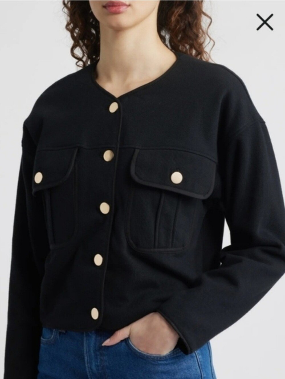 Nation LA Jacket, Size Small, Black, 100% Cotton Gold Buttons